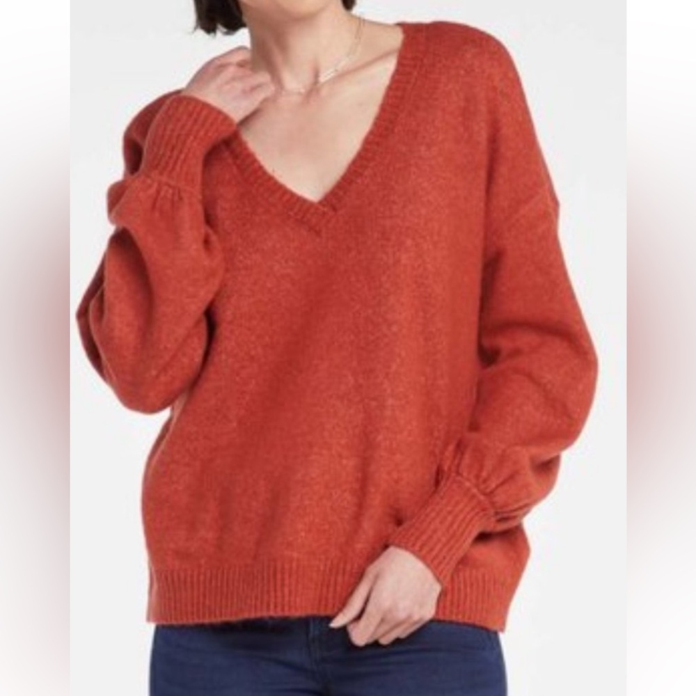 NYDJ Dolman Sleeve V-neck Burnt Orange Sweater Size XS New with tags